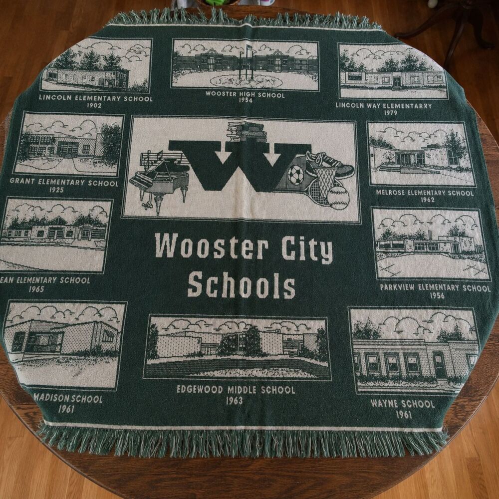 Wooster City Schools Ohio Woven Tapestry Throw Blanket Alumni School Vintage